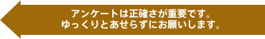 アンケートは正確さが重要！ゆっくりとあせらずにお願いします。